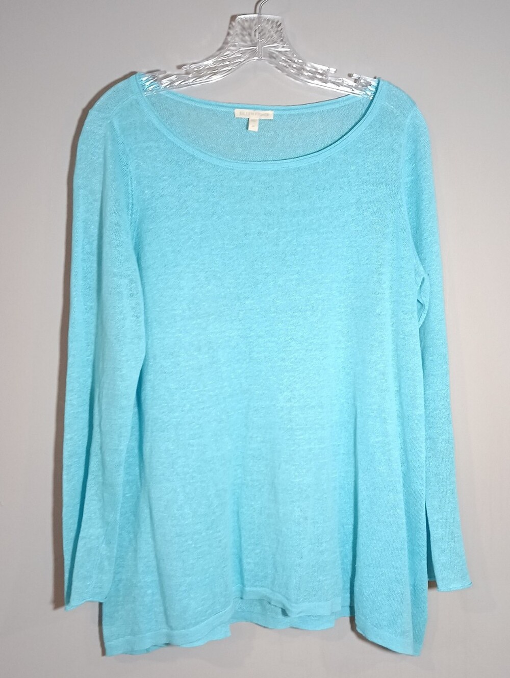 Eillen Fisher 100% Organic Linen Knit Lightweight Sweater Tee Oversize M